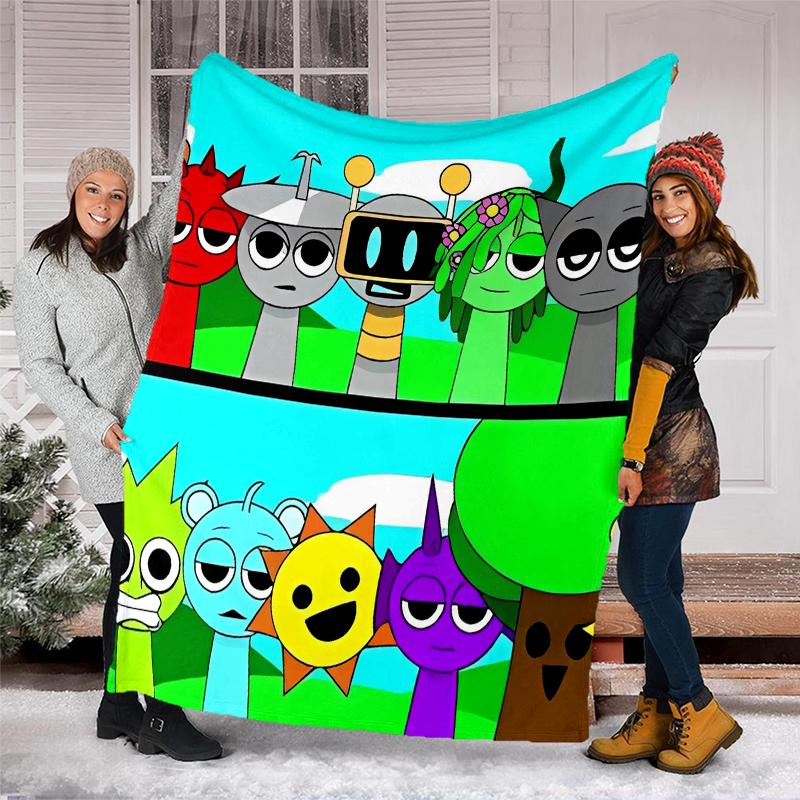 Incredibox Sprunki printed throw blanket—soft,warm;versatile blanket for all seasons—perfect as &air-conditioning throw,nap blanket