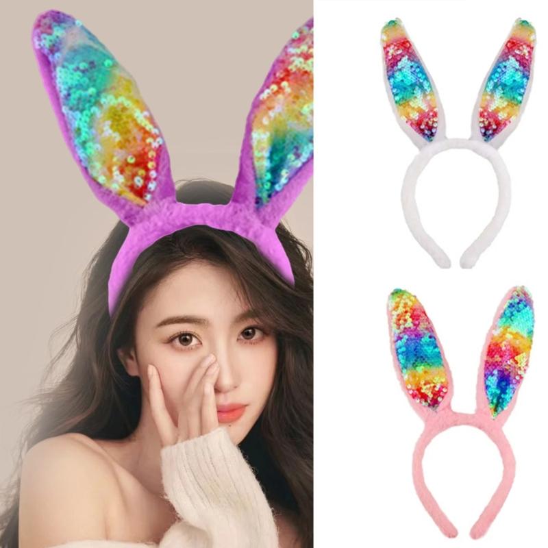 Rabbits Ear Headbands Sequins Hairband for Role Play Enthusiasts Photography