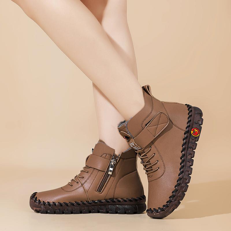 Women Winter Warm Walking Shoes Moccasins Driving Shoes High Top Fur Boots Casual Plus Size Outdoor Handmade Shoes