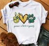 Women's Large Size Short Sleeve Crewneck T-Shirt Cartoon Hand-Painted Dog Paw Print Warm Polyester Fabric Summer Fashion