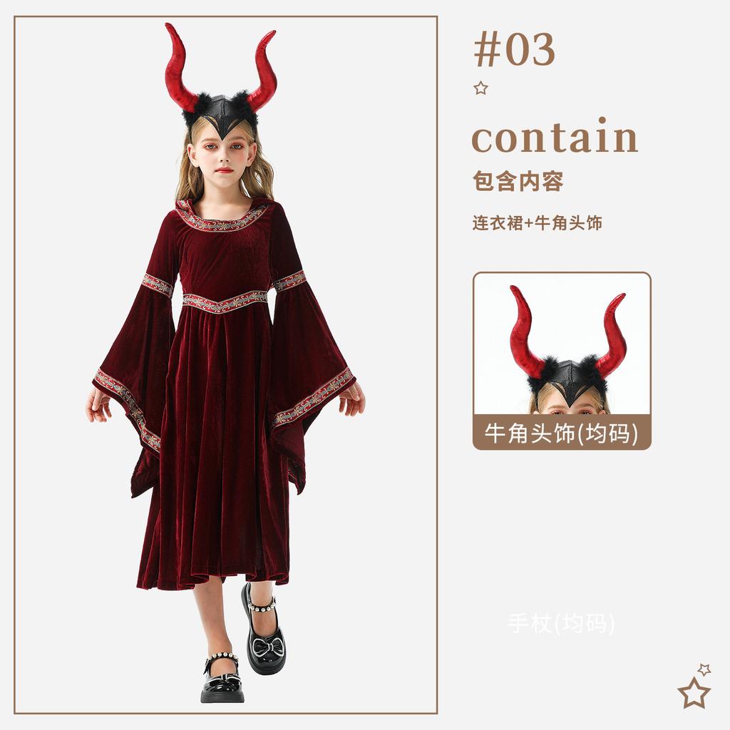 Halloween Children's Costume Vintage Court Children's Costume Witch Little Red Riding Hood Medieval Renaissance Girl's Dress