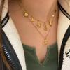 Boho Beach Pendant Necklace With Starfish Shell Charms Gold Stainless Steel Vacation Jewelry