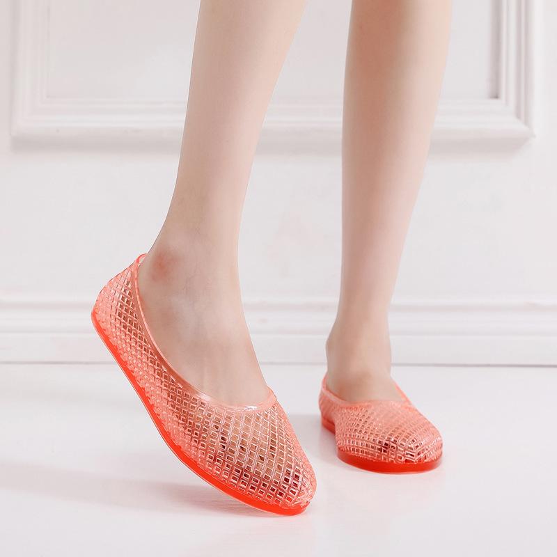 Korean Low-Cut Mesh Slip-On Transparent Women's Sandals
