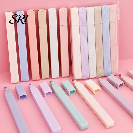Highlighter Pen 6Pcs Pastel Set for Students Large Capacity Eye-Care Student Highlighters Markers Journaling Notes Quick-Dry Dual-Tip Cute School