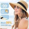 Faltbarer Sommer-Strandhut mit breiter Krempe und Schleife, UPF 50+
