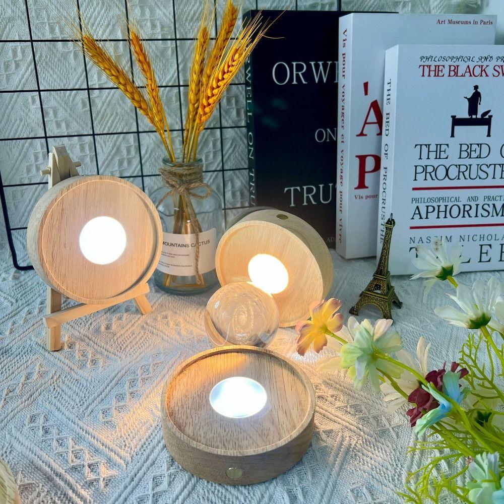 INS Wooden LED Light Base Multicolor LED Light Art Display Base DIY Rechargeable Lamp Holder  Bars