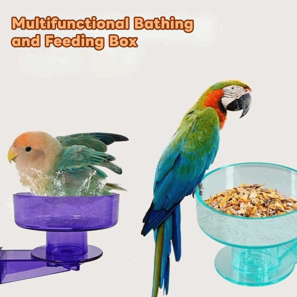 Bird Drinking Cup Hanging Bird Food Bowl Removable Wide Mouth Bird Cage Bath Anti Spill Dual-Purpose Parrot Bathtub Aviary