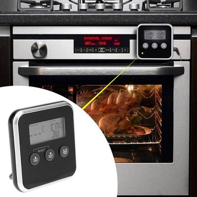 Elektronisches digitales LCD-Lebensmittelthermometer mit Sonde BBQ Fleisch Wasser Öl Kochtemperatur für Küche Kochen Alarm Kochtimer