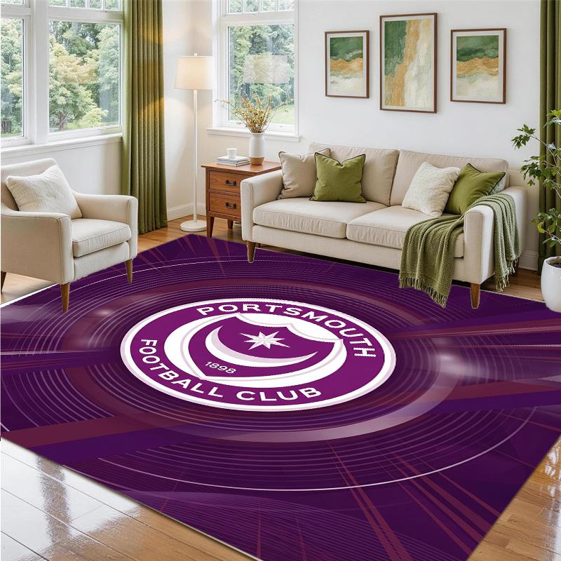 Portsmouth FC Design Kristall-Samt-Teppich Weich Dekorative Matte für Schlafzimmer Eingang