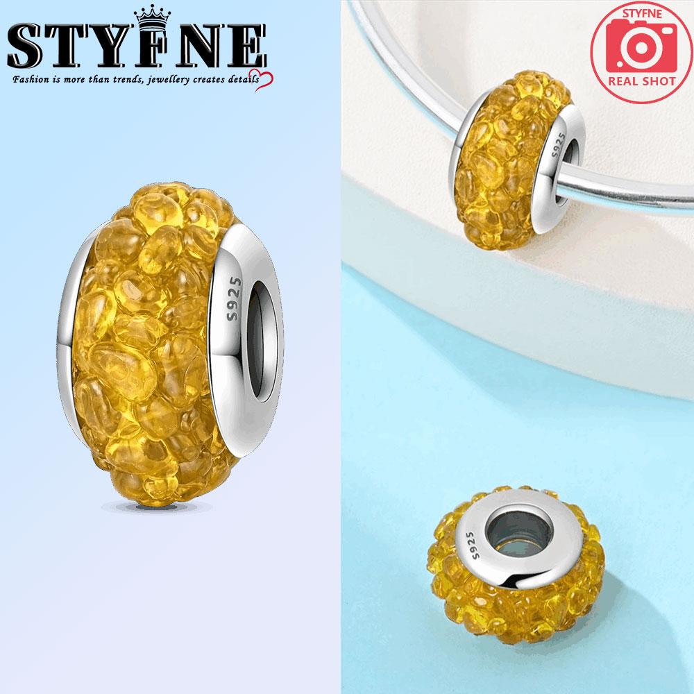 Copper Beads Pendant Couple Security Chain Golden Sun, Glass Beads Charm For Women Bracelet Engagement Jewelry Gift