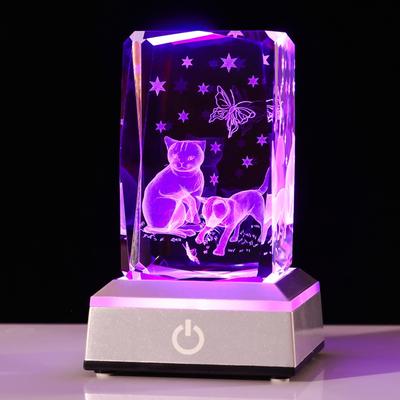 Beliebtes Geburtstagsgeschenk für und K9 Kristall Katze LED Lichtbasis mit USB Frauen, Mütter, Ehefrauen, Freundinnen. [Authentisch] Laden.