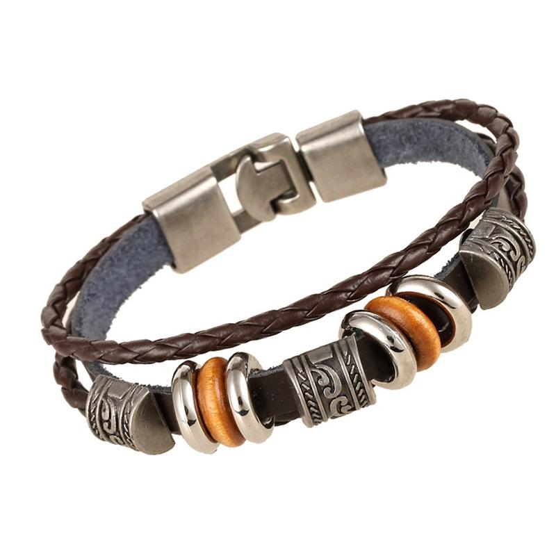 Vintage Leather Woven One Size Men Bracelet