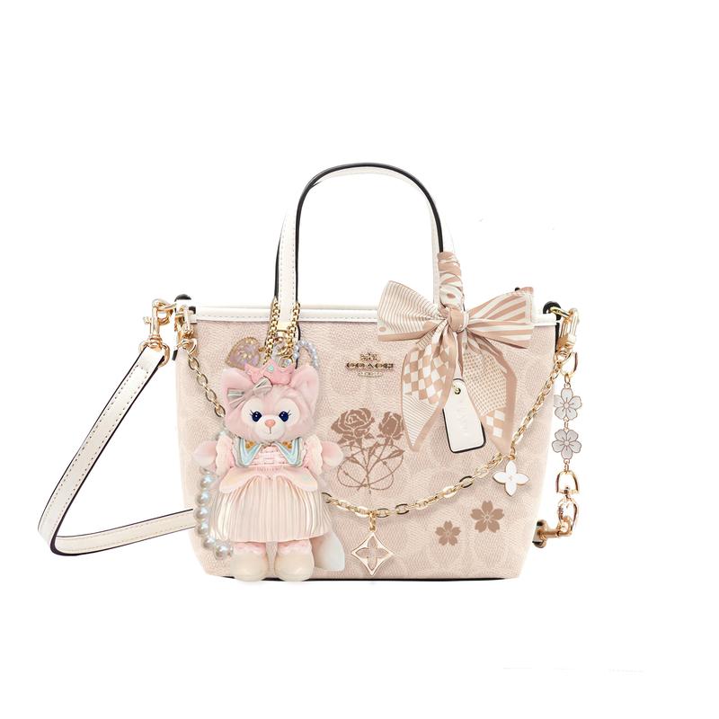 

COACH handbag [Customized bag] City 15 Princess Style Literary Classic Fashion Versatile Coated Canvas Moon Shadow Tassel Basic Pack (Pack + Dust Bag) білий