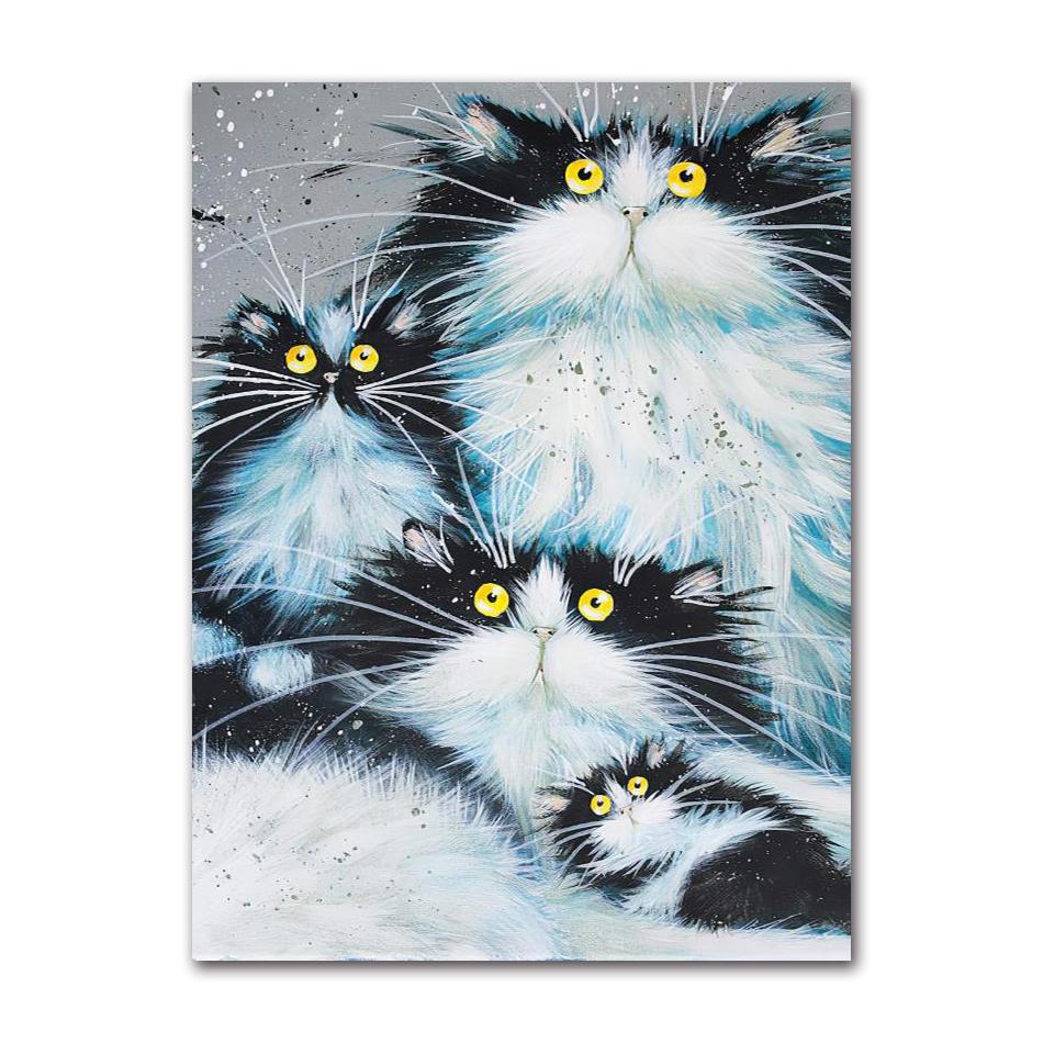 Abstract Longhair Cat Oil Painting On Canvas Cute Kitty Posters and Prints Animal Wall Art Pictures for Living Room Home Decor