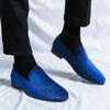 Fashion Dress Shoes Casual Men Loafers New Big Size 38-47 Lazy Peas shoes Embroidery Moccasins Shoes Suede Leather Wedding shoes Zapatos