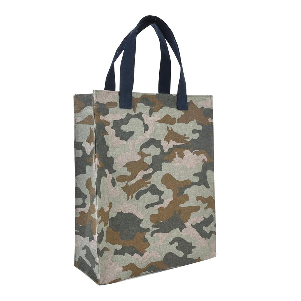 Kusguru Japan Women's Square Tote Bag with Vinyl-Coated Lining, Green