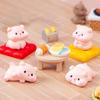 Cute Gourmet Pig Ornament Cartoon Piggy Figurine Car Desktop Decoration Micro Landscape Dollhouse Miniature Toy