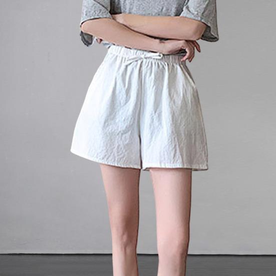Women Sports Shorts Breathable Solid Color Elastic Waist A-line Loose Exercise Drawstring High Waist Women Shorts Female Clothes