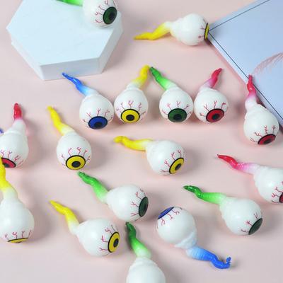 2 Stück Halloween Augapfel Quetschspielzeug mit Schwanz Weicher TPR Stressabbau Ball Knebel Streich Fidget für Kinder Erwachsene