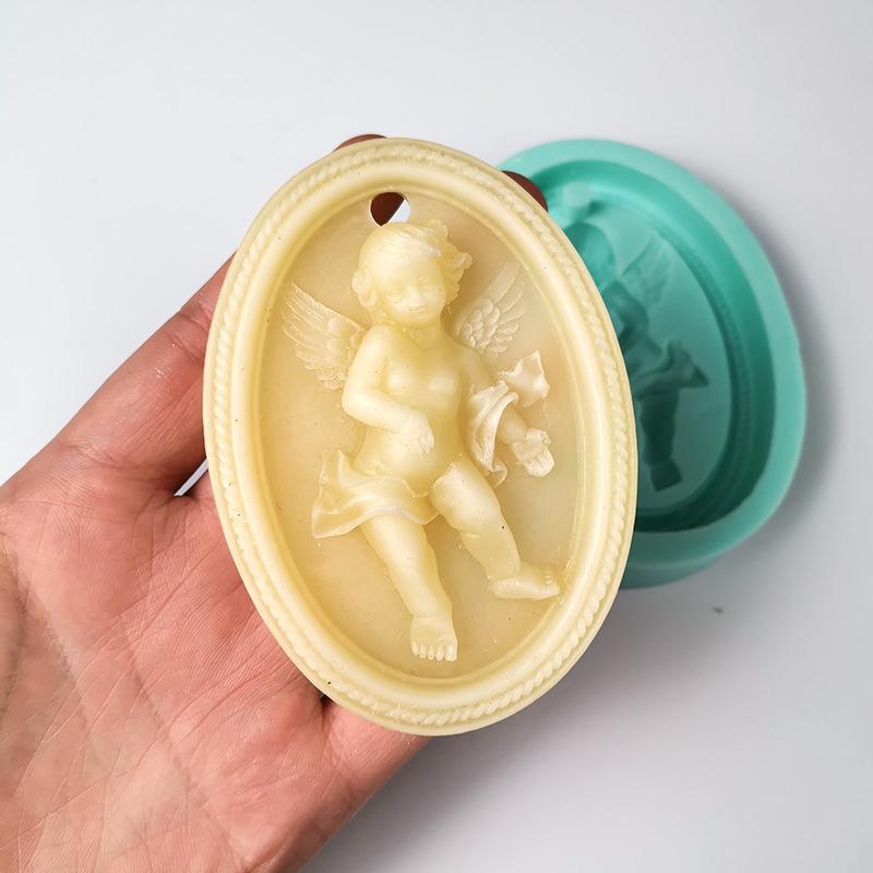 Soap Cake Decoration Candle Mold Wings Angel Label Mold Plaster Clay Fondant Chocolate Silicone Mold Tool