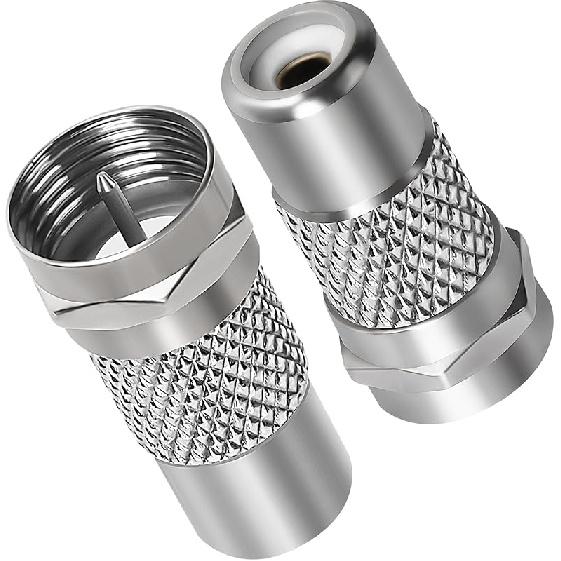 F Type to RCA Connector 2 Pack, RCA Female to F-Plug Coax Coaxial Male RF Video TV Adapter Coupler Converter for Atari 2600 TV/7800 2 Pack