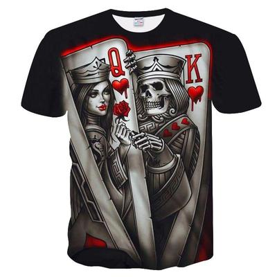 Nové ležérní tričko Skull Poker s potiskem Pánské tričko s krátkým rukávem Homme Černý design trička Pánské letní topy 3d tričko