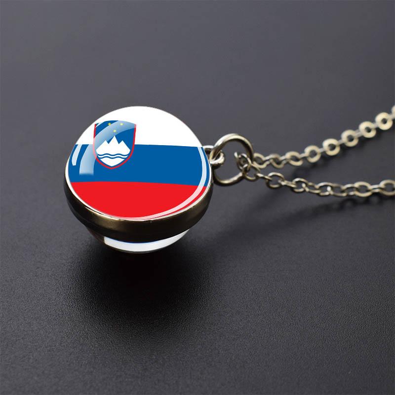 Countries Flag Glass Ball Necklace Russia France Spain UK Italy Poland Ukraine Flag Pendant Necklace Travel Gift