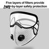 Face Mask with 10 Filters Reusable Carbon Filter Dust Adjustable Goggles, 6-Layer Breathable Cycling Filters, Protection Breathing Valve, Eye
