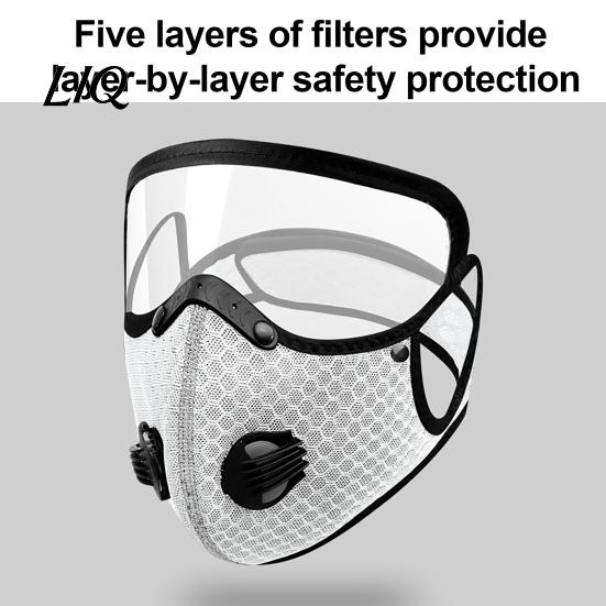Face Mask with 10 Filters Reusable Carbon Filter Dust Adjustable Goggles, 6-Layer Breathable Cycling Filters, Protection Breathing Valve, Eye