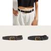 No Ip Womens Wide Woven Pu Leather Belt With Metal Pin Buckle For Casual Fashion Summer Wear