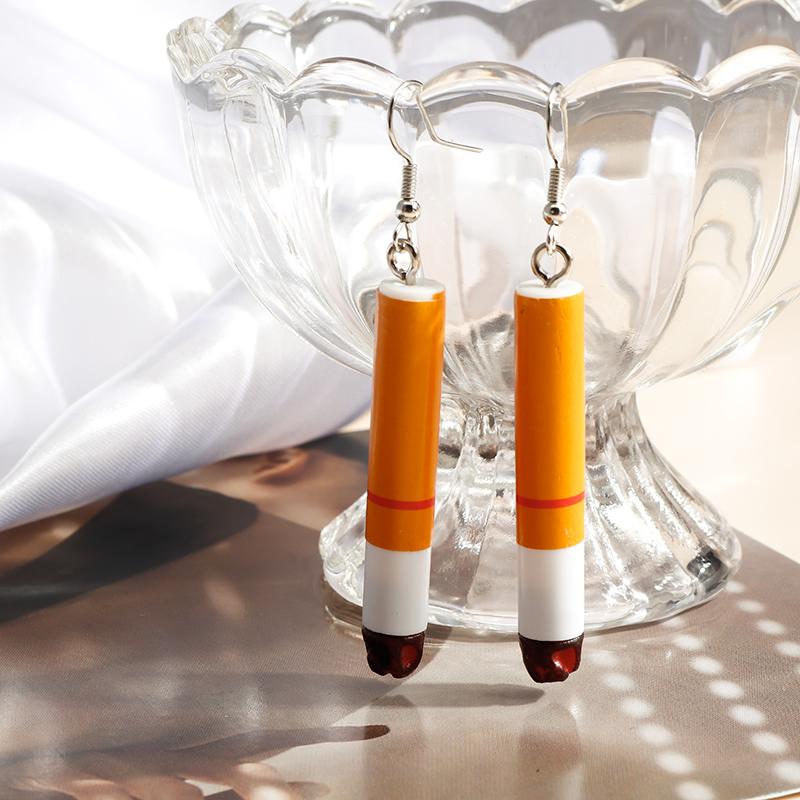 

Personalized Simulation Cigarette Earrings Fashion Creative Funny Cigarette Butt Earring for Women Men Punk Street Jewelry Gifts