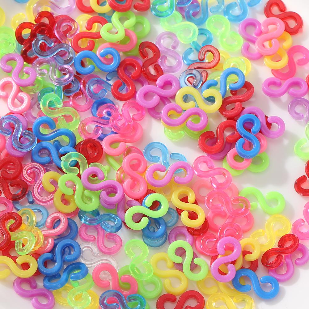 500pcs/Lot S Shape Clips Hook Plastic Connectors Clasp for DIY Charm Bracelet Jewelry Making Supplies Accessories