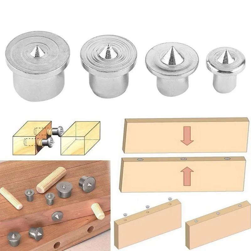 4Pcs 6mm 8mm 10mm 12mm Panel Furniture Positioning Carpentry Log Dowel Tips Round Log Pin Locator Wooden Pin Center Punching