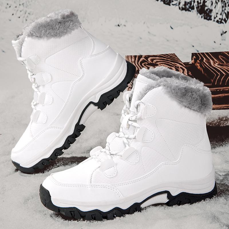 Zimowe buty śniegowce damskie aksamitne pogrubione ciepłe bawełniane wodoodporne i antypoślizgowe Północno-wschodnie duże bawełniane buty podróżne