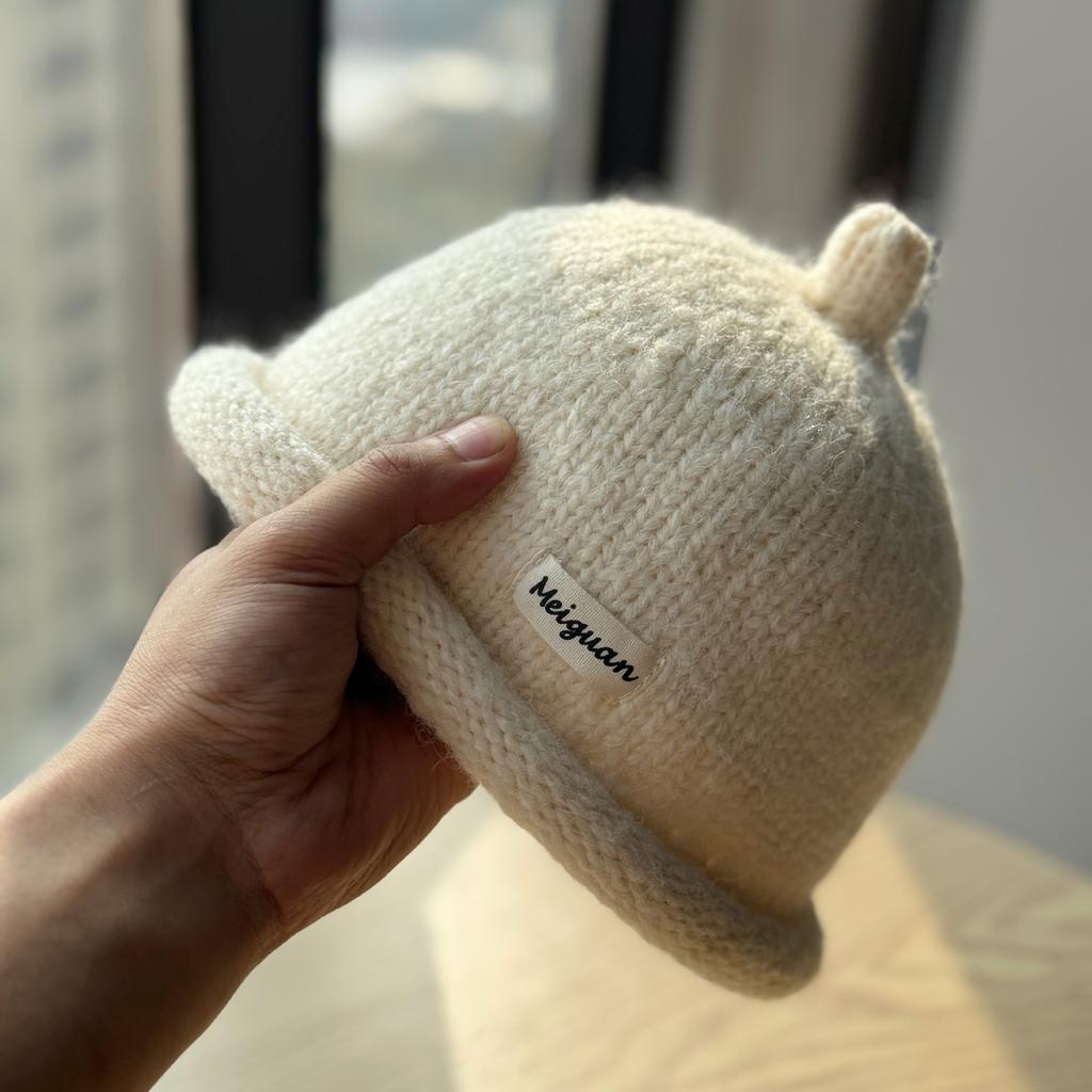 New Ins Solid Color Versatile Letter Landlord Hat Warm Windproof Small Fisherman Hat Showing Face