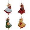 1 pcs DIY Crafts Wooden Christmas Tree Decor 1D Flat Colorful Design Girl-Shaped Pendant Ornaments Xmas Decor Xmas