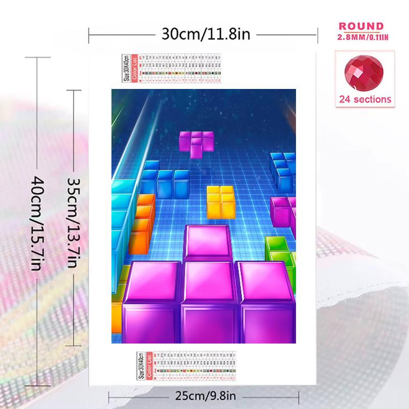Tetris 100% Round Full Drill 5D DIY Diamond Painting Embroidery Cross Stitch Rhinestone Décor