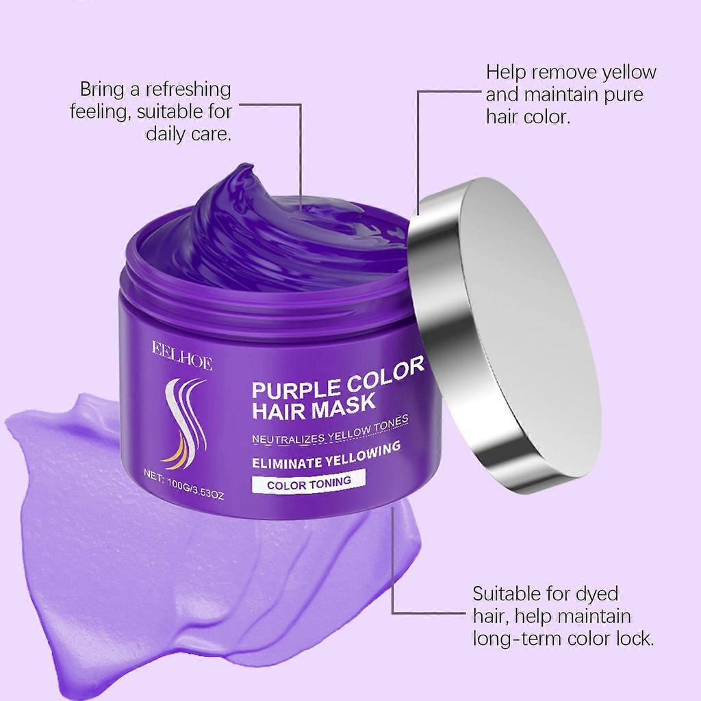 Eelhoe Keratin Purple Hair Mask Nourishes And Moisturizes Dry And Frizzy Hair, Making It Smooth, Shiny And Repairing Hair