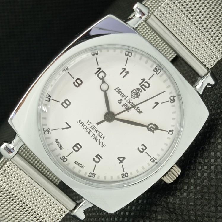 

ВОССТАНОВЛЕННЫЕ ВИНТАЖНЫЕ МУЖСКИЕ НАРУЧНЫЕ ЧАСЫ HENRI SANDOZ & FILS SWISS a416447-2 Sku622a-a416447