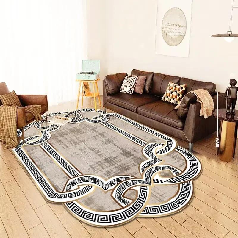 Irregular Gold Carpets for Living Room Home Decoration Bedroom Carpets Non-slip Large Size Luxury Rug Washable Soft Floor Mat