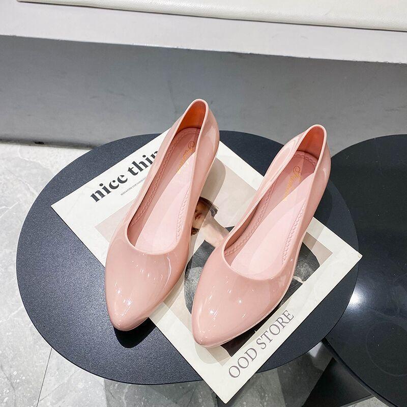 New Slope Heel Single Shoes Women's Fashion Simple Shallow Mouth Pointed Beanie Shoes Casual Retro One-pedal Flat Lazy Shoes