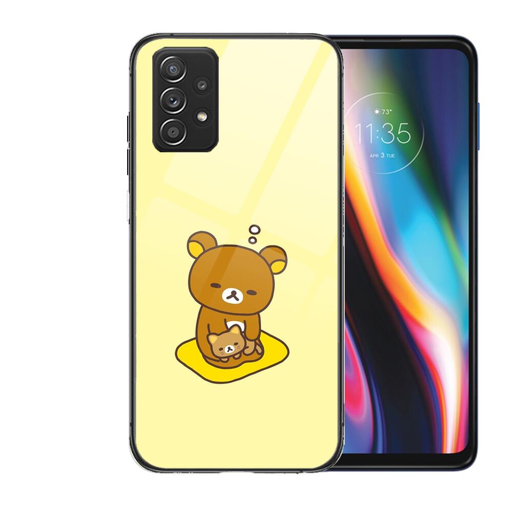 TOPLBPCS Nettes Rilakkuma-Gehäuse aus gehärtetem Glas für Samsung Galaxy A51 A71 A60 A70S A70 A80 A21S A41 A20E A50 A30S 5g A32 A40S