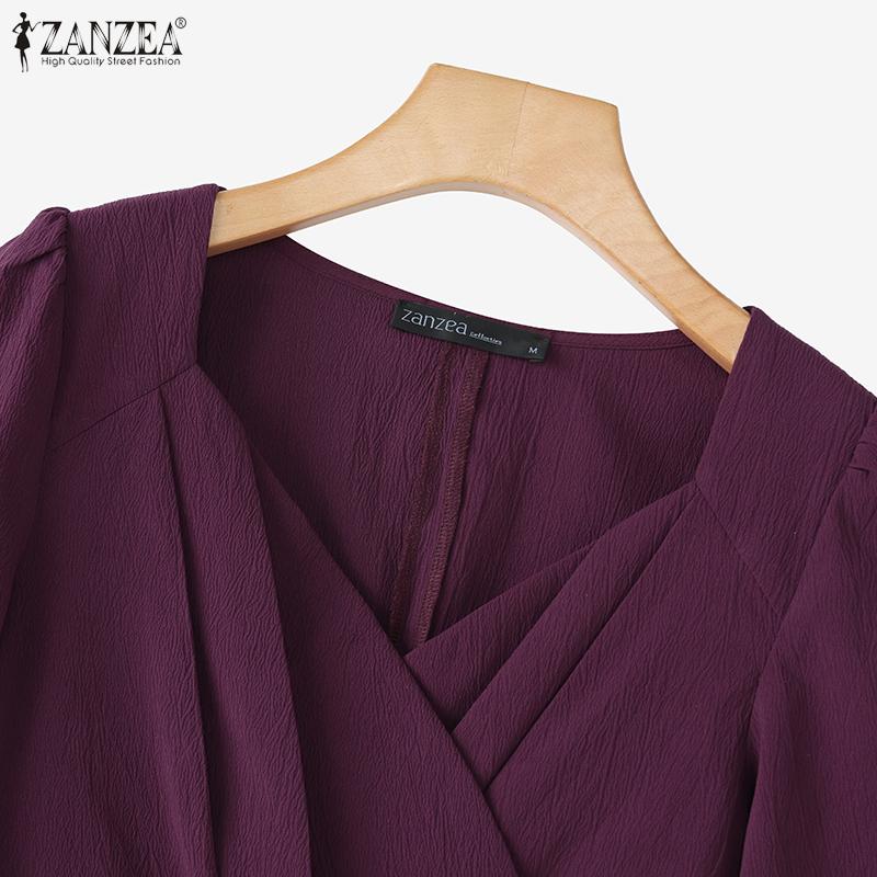 ZANZEA Bluză Casual de Vară pentru Femei cu Design la Talie și Mâneci Scurte