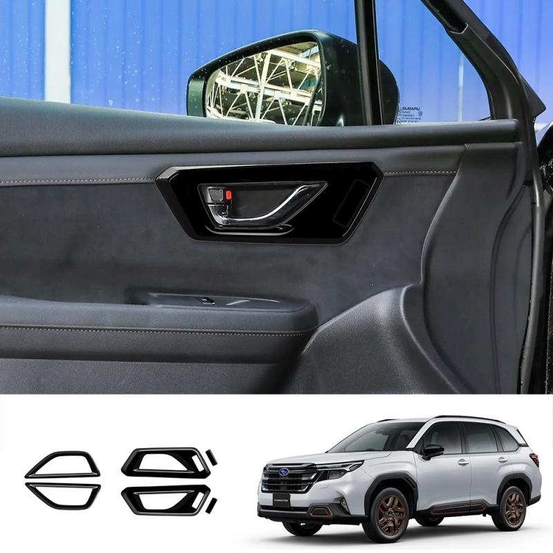 LHD RHD For Subaru Forester 2024 2025 2026 ABS Carbonfiber Black Car Inner Door Handle Door Bowl Cap Covers Interior Accessories