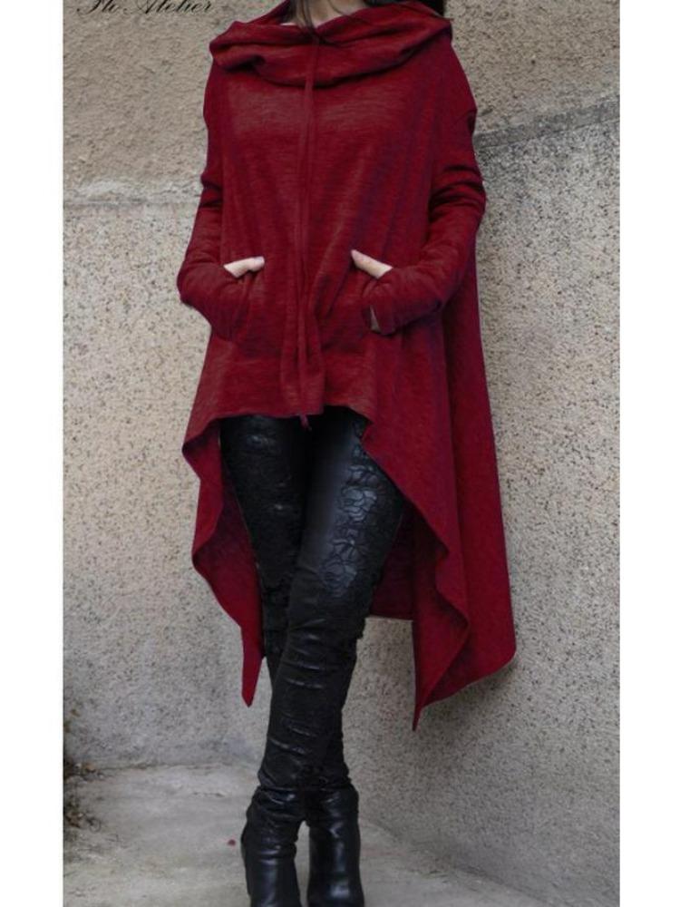 European American Style Autumn Winter Solid Color Long Hooded Sweatshirt 9308 Collection