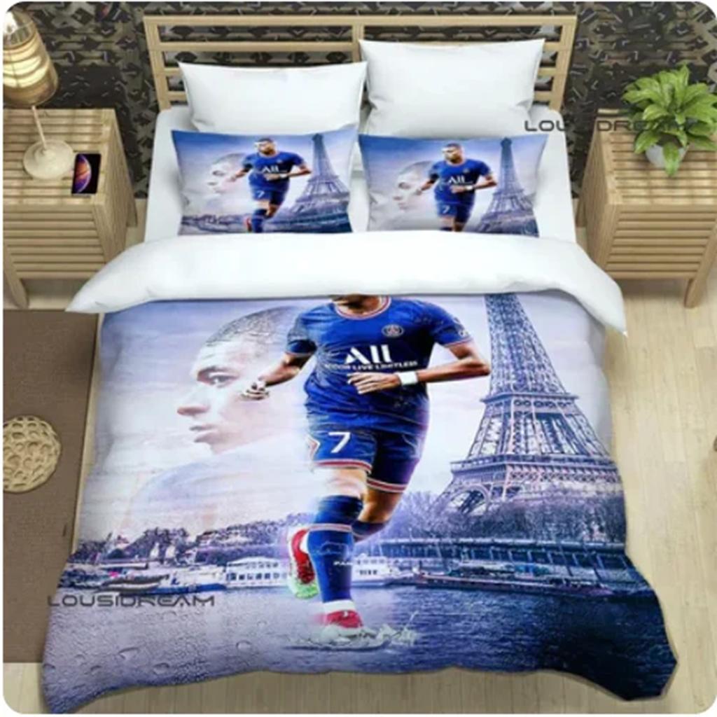 Set Biancheria da Letto Stampato Calcio Cartone Animato Morbida Microfibra Copripiumino Federa Per Bambini Adulti Camera da Letto Uso Domestico