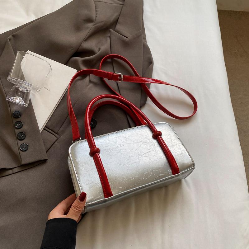 Small Retro PU Leather Underarm Bags for Women 2024 Winter Y2k Trend Korean Fashion Shoulder Bag Lady Silver Handbags Tote Bag
