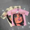 Unisex Vintage Washed Cotton Tee With Letter Print Loose Fit Casual T-Shirt