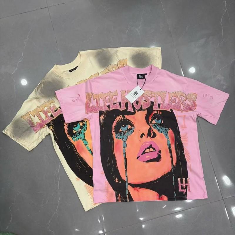Unisex Vintage Washed Cotton Tee With Letter Print Loose Fit Casual T-Shirt