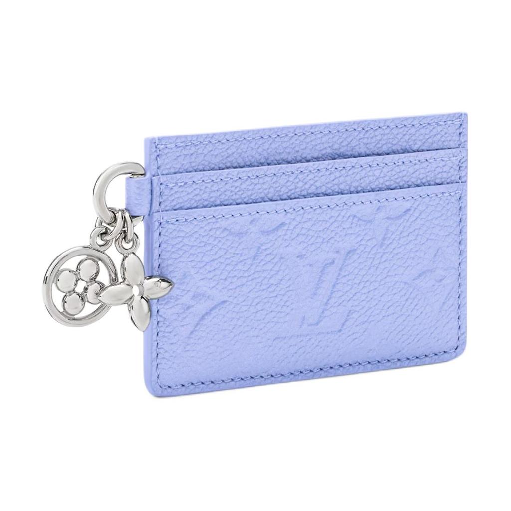 Louis Vuitton LV Charms Card Holder Blue Frost Monogram Embossed Empreinte Cowhide Leather Women Wallets M26523
